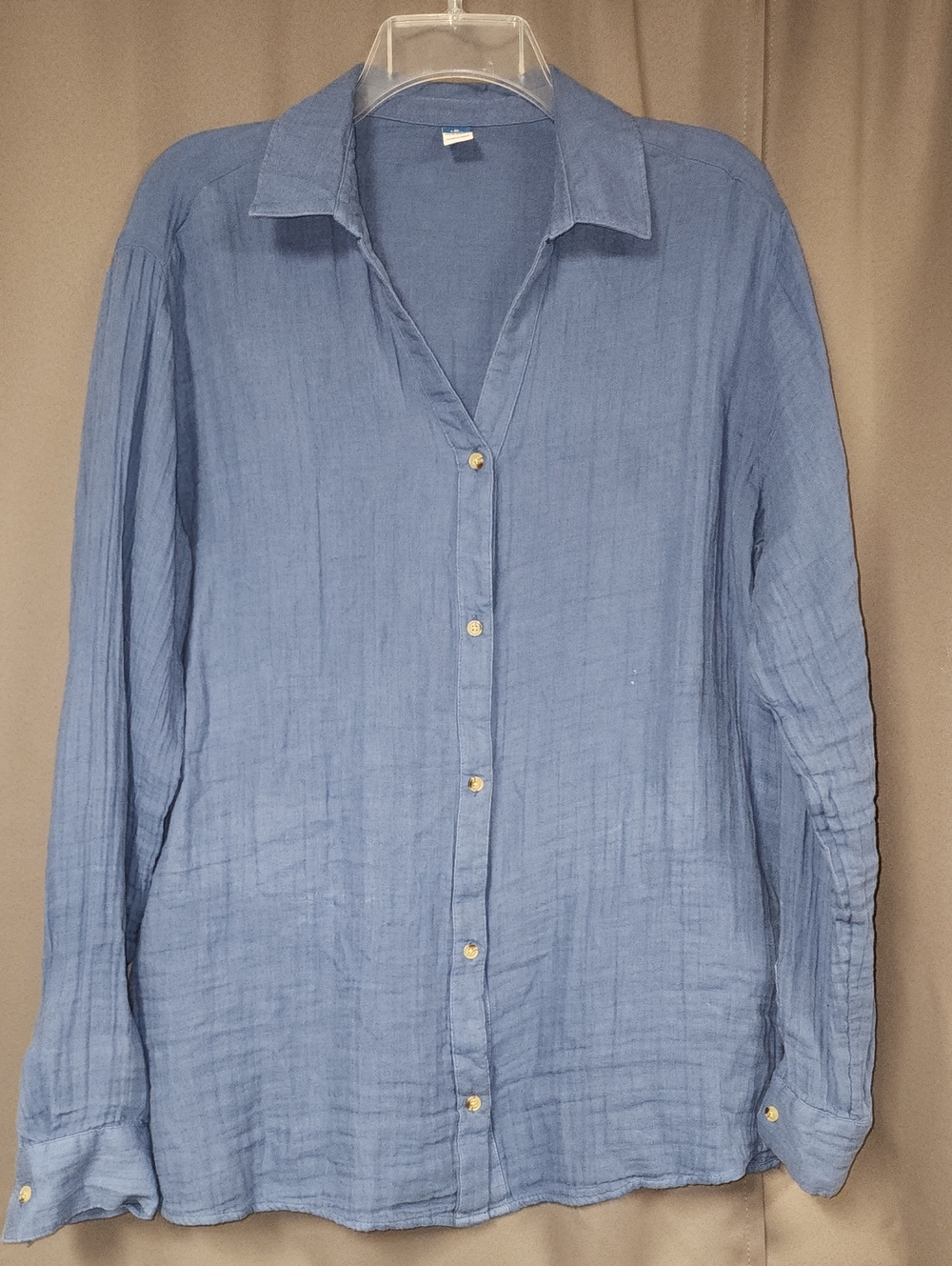 M TALL Lightweight Button-Down Blue Gauze Shirt
